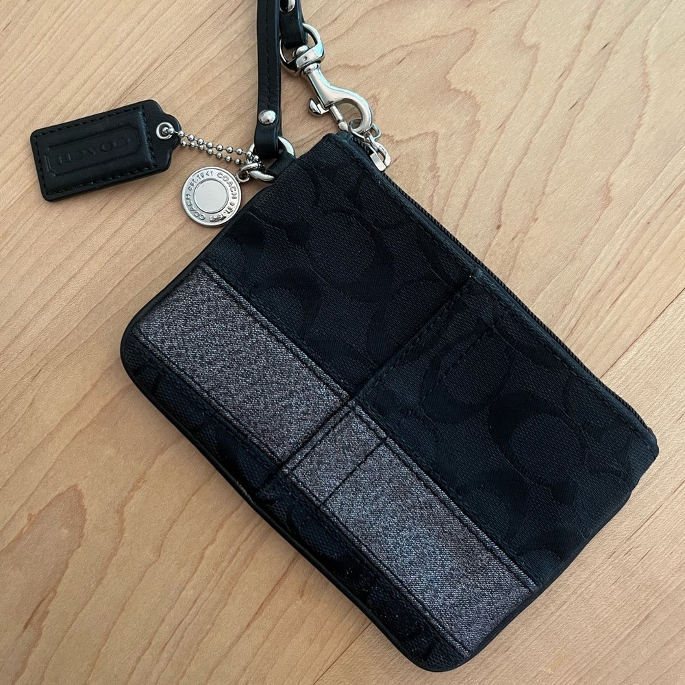 [Coach] Black and Silver Monogram Wristlet